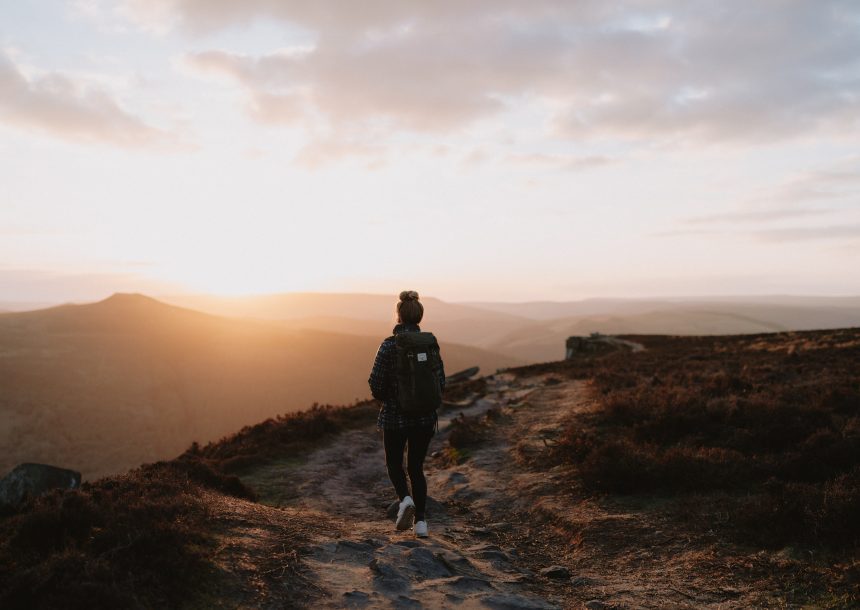 Person walking in the Peak District Derbyshire